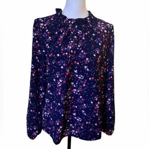 J.Crew Factory Women's Long Sleeve top Blue Pink Medium